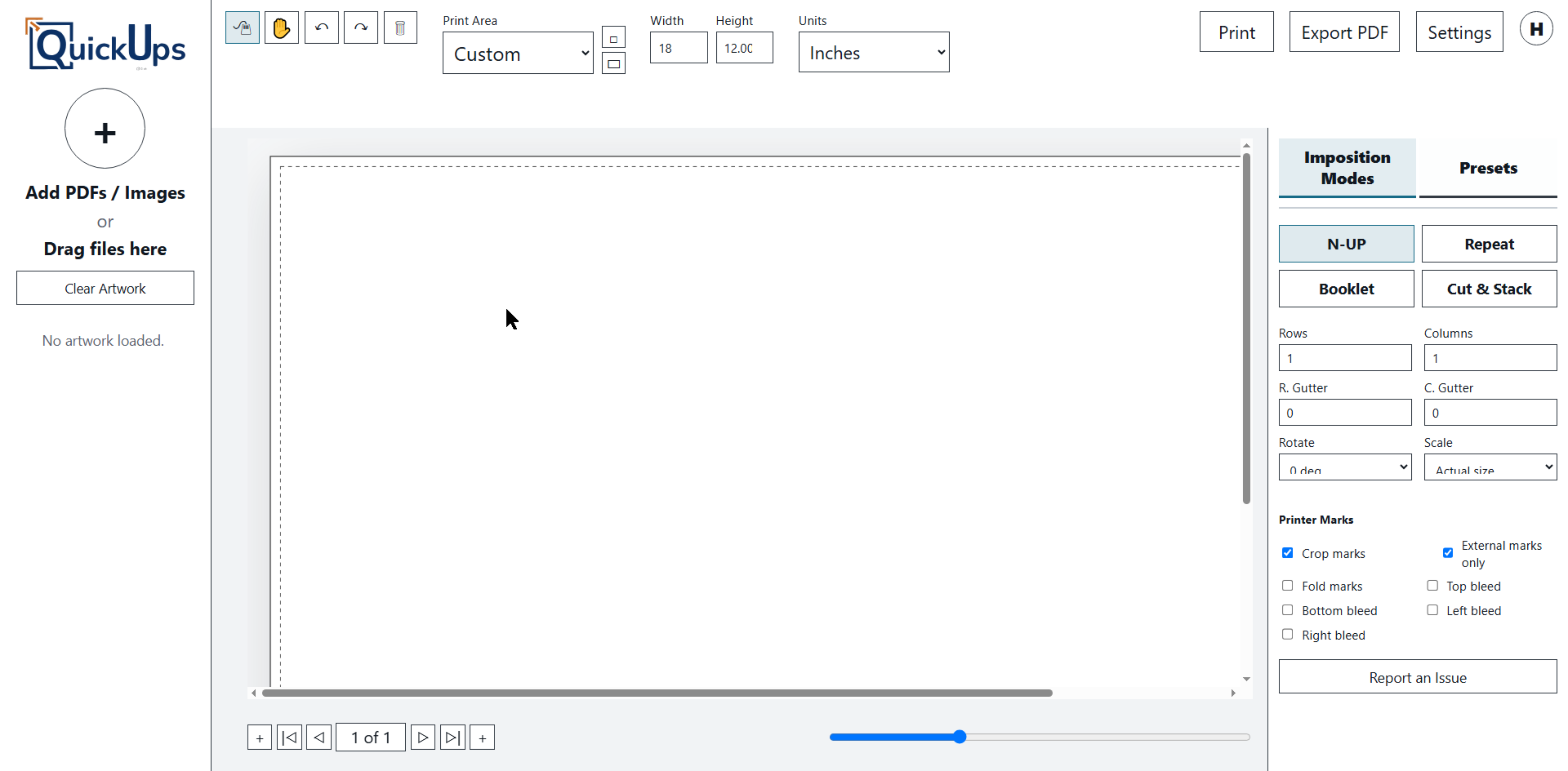QuickUps app in light mode